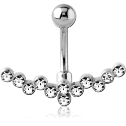 RHODIUM PLATED BASE METAL JEWELED NAVEL BANANA