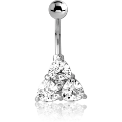 RHODIUM PLATED BASE METAL JEWELED NAVEL BANANA