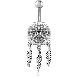 RHODIUM PLATED BASE METAL NAVEL BANANA