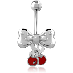 RHODIUM PLATED BASE METAL NAVEL BANANA