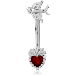 RHODIUM COATED BRASS JEWELED REVERSE NAVEL BANANA