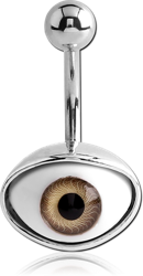 RHODIUM PLATED BASE METAL NAVEL BANANA - EYE