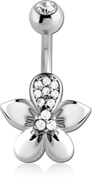 RHODIUM COATED DOUBLE JEWELED NAVEL BANANA
