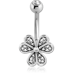 RHODIUM COATED DOUBLE JEWELED NAVEL BANANA