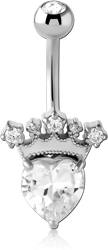RHODIUM COATED DOUBLE JEWELED NAVEL BANANA
