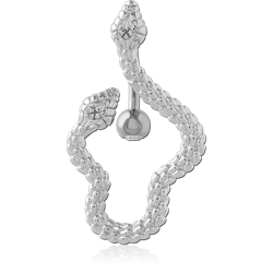 RHODIUM COATED BRASS DOUBLE JEWELED NAVEL BANANA