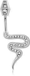 RHODIUM PLATED BASE METAL DOUBLE JEWELED NAVEL BANANA