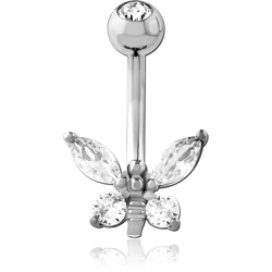 SURGICAL STEEL GRADE 316L DOUBLE JEWELED NAVEL BANANA