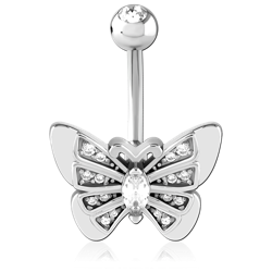 SURGICAL STEEL GRADE 316L DOUBLE JEWELED NAVEL BANANA