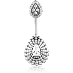 SURGICAL STEEL GRADE 316L DOUBLE JEWELED NAVEL BANANA