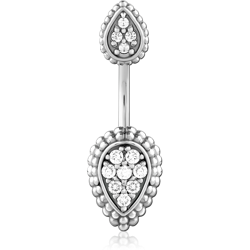 SURGICAL STEEL GRADE 316L DOUBLE JEWELED NAVEL BANANA