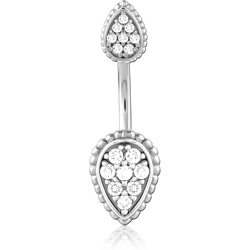 SURGICAL STEEL GRADE 316L DOUBLE JEWELED NAVEL BANANA