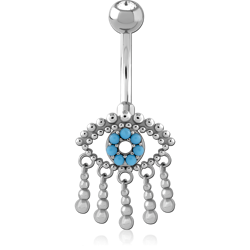 SURGICAL STEEL GRADE 316L DOUBLE JEWELED NAVEL BANANA