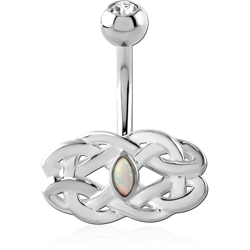 SURGICAL STEEL GRADE 316L DOUBLE JEWELED NAVEL BANANA