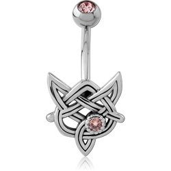 SURGICAL STEEL GRADE 316L DOUBLE JEWELED NAVEL BANANA