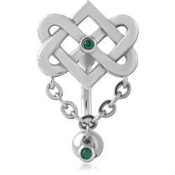 SURGICAL STEEL GRADE 316L DOUBLE JEWELED NAVEL BANANA