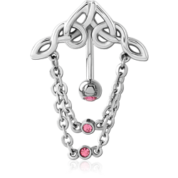 SURGICAL STEEL GRADE 316L DOUBLE JEWELED NAVEL BANANA