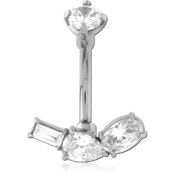 SURGICAL STEEL GRADE 316L DOUBLE JEWELED NAVEL BANANA