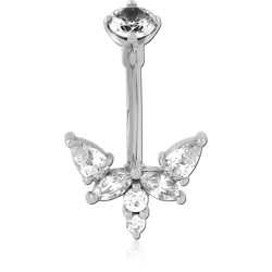 SURGICAL STEEL GRADE 316L DOUBLE JEWELED NAVEL BANANA