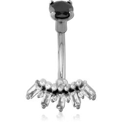 SURGICAL STEEL GRADE 316L DOUBLE JEWELED NAVEL BANANA