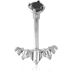 SURGICAL STEEL GRADE 316L DOUBLE JEWELED NAVEL BANANA