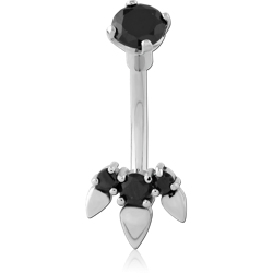 SURGICAL STEEL GRADE 316L DOUBLE JEWELED NAVEL BANANA