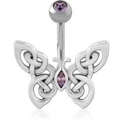 SURGICAL STEEL GRADE 316L DOUBLE JEWELED NAVEL BANANA