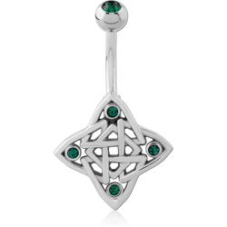 SURGICAL STEEL GRADE 316L DOUBLE JEWELED NAVEL BANANA