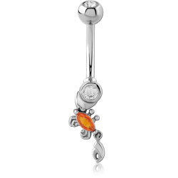 SURGICAL STEEL GRADE 316L JEWELED NAVEL BANANA