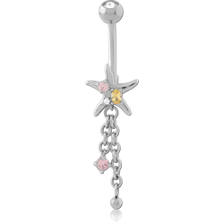 SURGICAL STEEL GRADE 316L JEWELED NAVEL BANANA