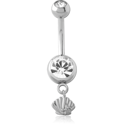 SURGICAL STEEL GRADE 316L JEWELED NAVEL BANANA