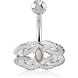 STERLING 925 SILVER JEWELED NAVEL BANANA