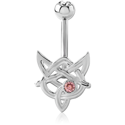 STERLING 925 SILVER JEWELED NAVEL BANANA