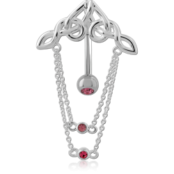 STERLING 925 SILVER JEWELED NAVEL BANANA