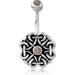 STERLING 925 SILVER JEWELED NAVEL BANANA