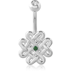 STERLING 925 SILVER JEWELED NAVEL BANANA