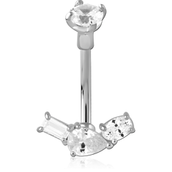 STERLING 925 SILVER JEWELED NAVEL BANANA