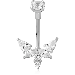 STERLING 925 SILVER JEWELED NAVEL BANANA