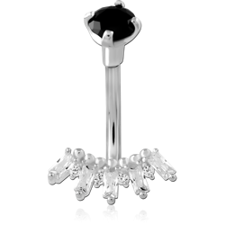 STERLING 925 SILVER JEWELED NAVEL BANANA