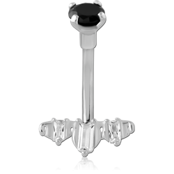 STERLING 925 SILVER JEWELED NAVEL BANANA