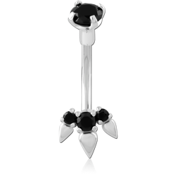 STERLING 925 SILVER JEWELED NAVEL BANANA