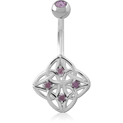 STERLING 925 SILVER JEWELED NAVEL BANANA