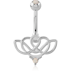 STERLING 925 SILVER JEWELED NAVEL BANANA