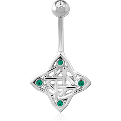 STERLING 925 SILVER JEWELED NAVEL BANANA