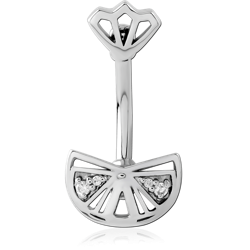 SURGICAL STEEL GRADE 316L JEWELED NAVEL BANANA