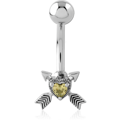 SURGICAL STEEL GRADE 316L JEWELED NAVEL BANANA