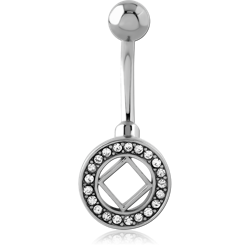 SURGICAL STEEL GRADE 316L JEWELED NAVEL BANANA