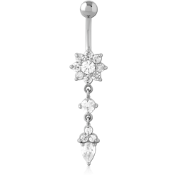 SURGICAL STEEL GRADE 316L JEWELED NAVEL BANANA
