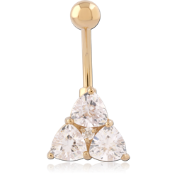 GOLD PVD 18K COATED BASE METAL JEWELED NAVEL BANANA