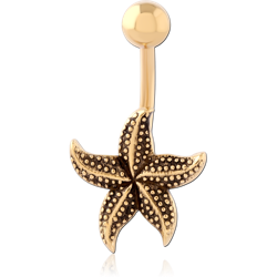 GOLD PVD 18K COATED SURGICAL STEEL GRADE 316L NAVEL BANANA